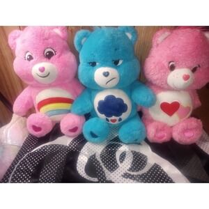 Carebears 2015 & 2020 14" Plush Grumpy, Cheer Bear And Love A Lot Set